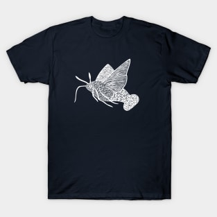 Hummingbird Hawk-Moth - cool and fun moth design - on blue T-Shirt